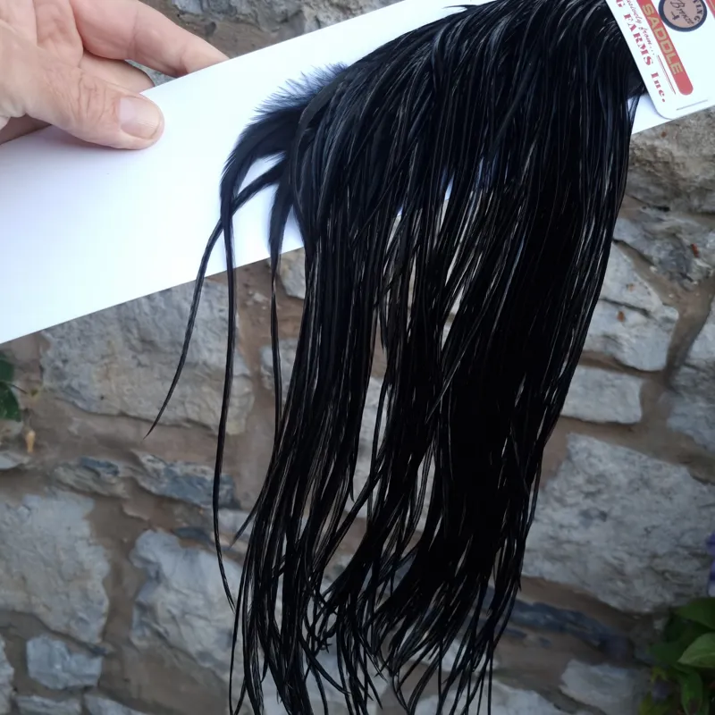 Whiting 1/2 BRONZE Grade Dry Fly Rooster Saddle in Black-2